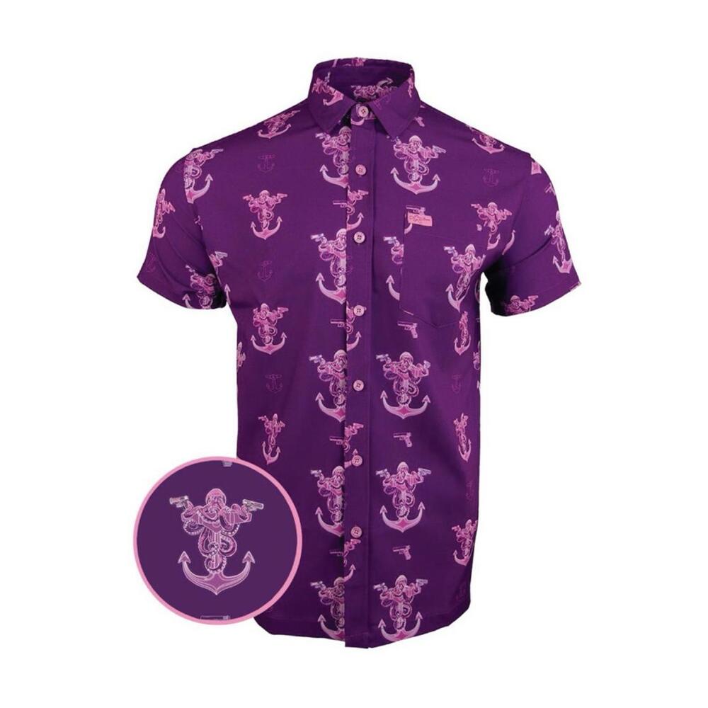 Retro Rifle Men’s Glocktopus Casual Military Party Button Up Size M